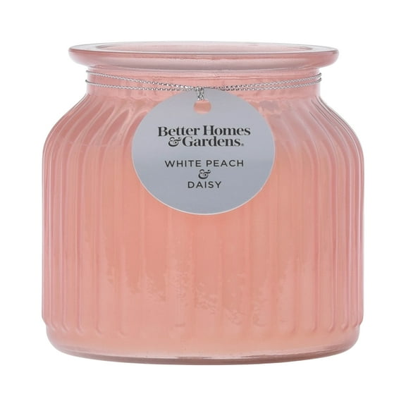 Better Homes & Gardens 16.5oz White Peach & Daisy Scented 2 Wick Pagoda Jar Candle