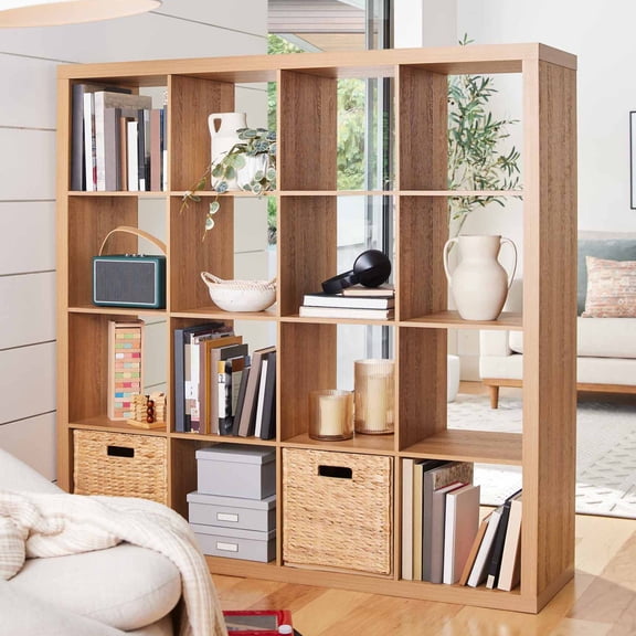 Better Homes & Gardens 16 Cube Storage Organizer, Light Honey