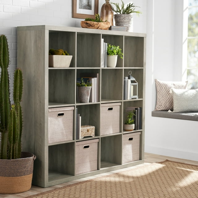 Better Homes & Gardens 16Cube Storage Organizer, Rustic Gray