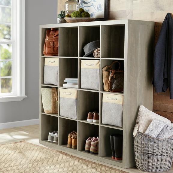 Better Homes & Gardens 16 Cube Storage Organizer, Rustic Gray