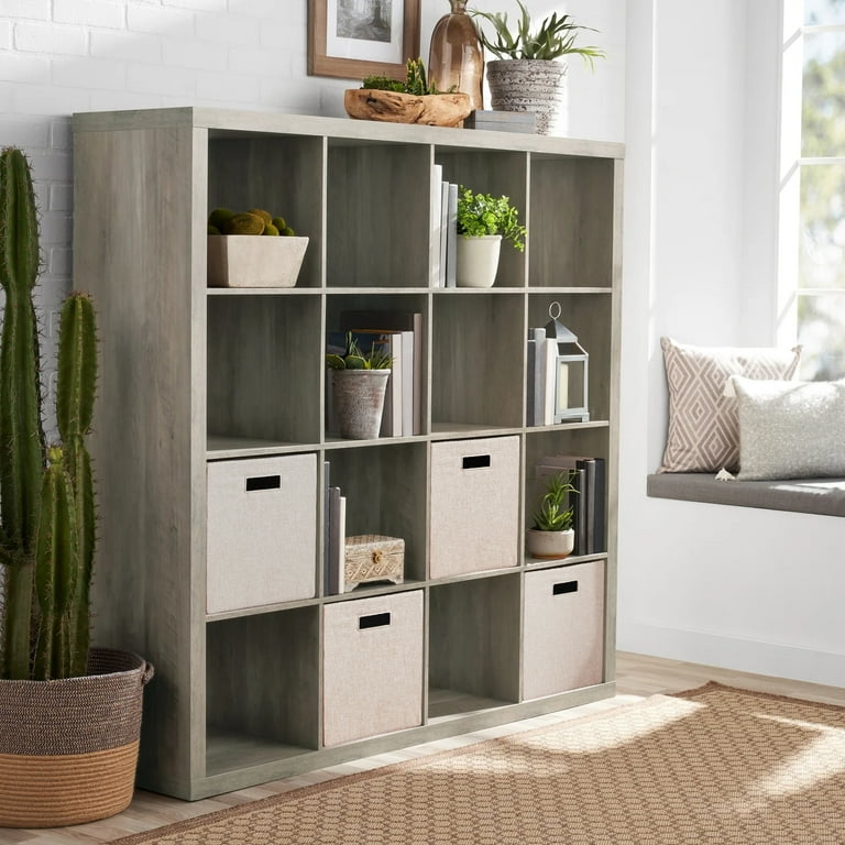Better Homes Gardens 16 Cube Storage Organizer Rustic Gray Walmart