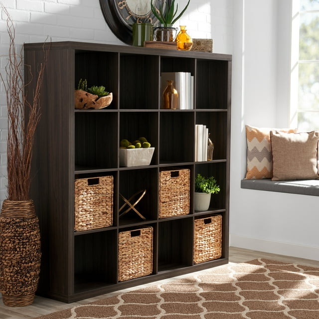 Better Homes & Gardens 16Cube Storage Organizer, Tobacco Oak