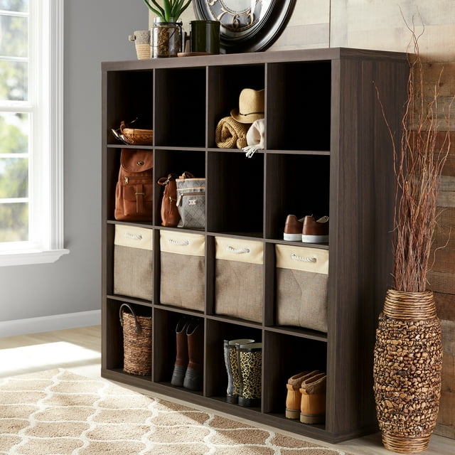 Better Homes & Gardens 16Cube Storage Organizer, Tobacco Oak