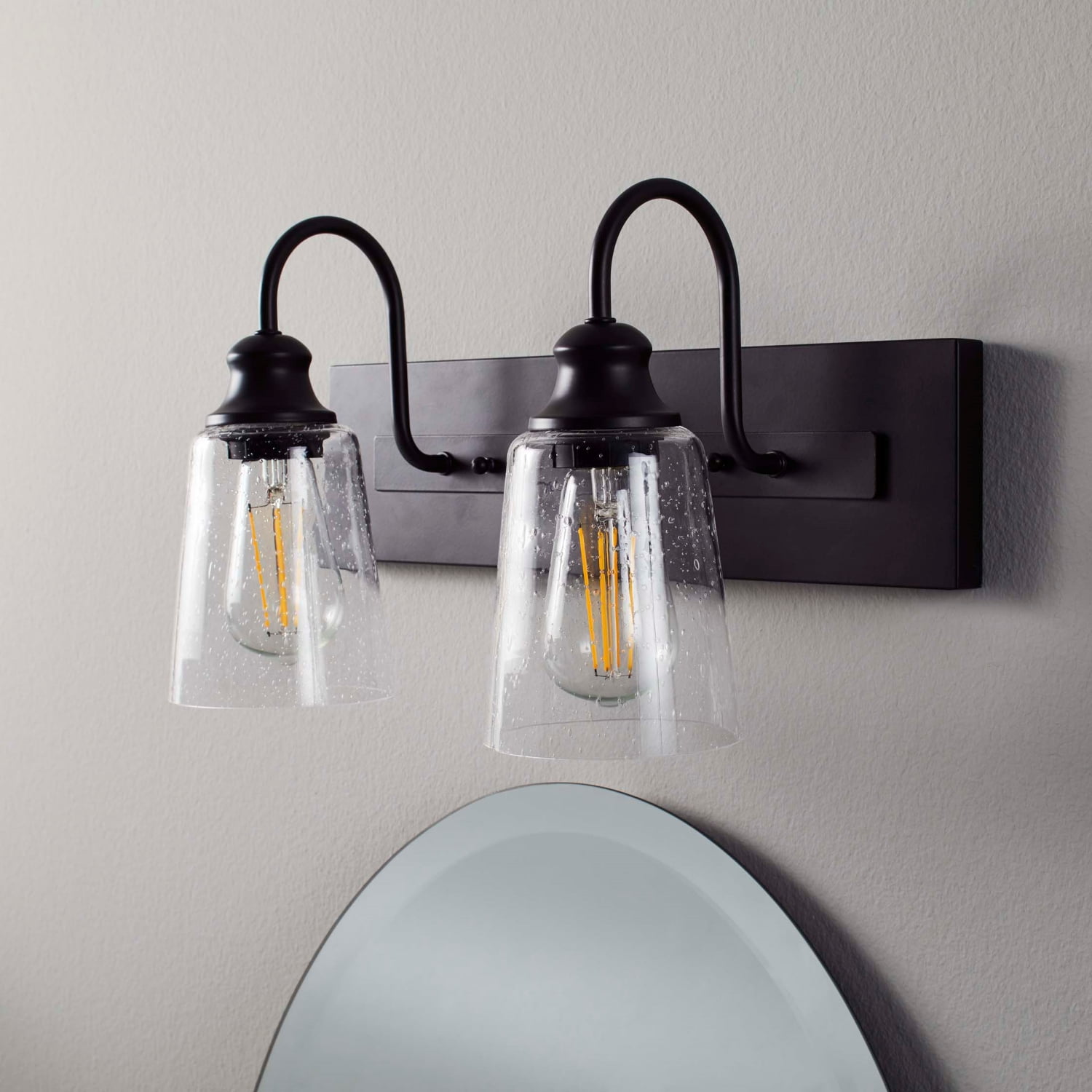 Better Homes & Gardens 16IN 2Light Modern Wall Sconce Vanity Light, Glass Shades, LED Bulbs