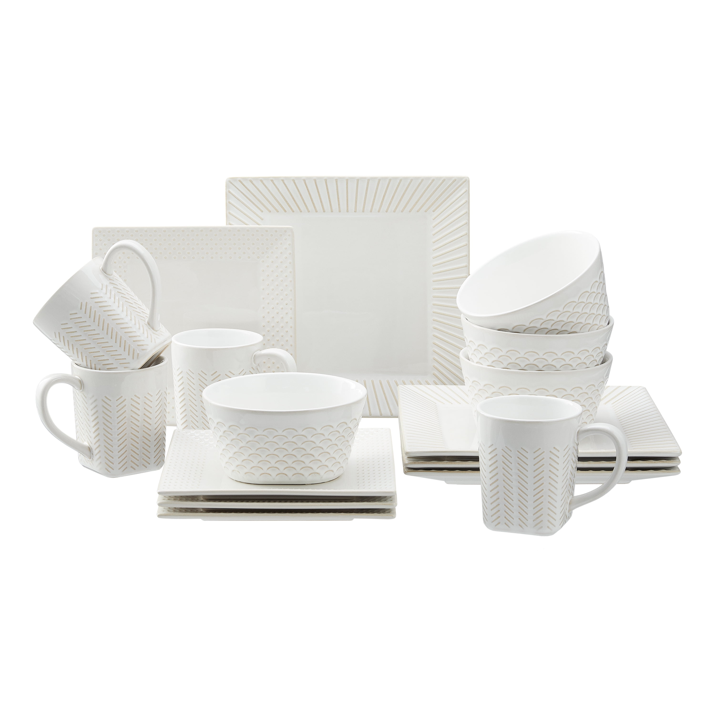 Better Homes & Gardens 16-PC Dinnerware Set/Modern Farmhouse Mix & Match 