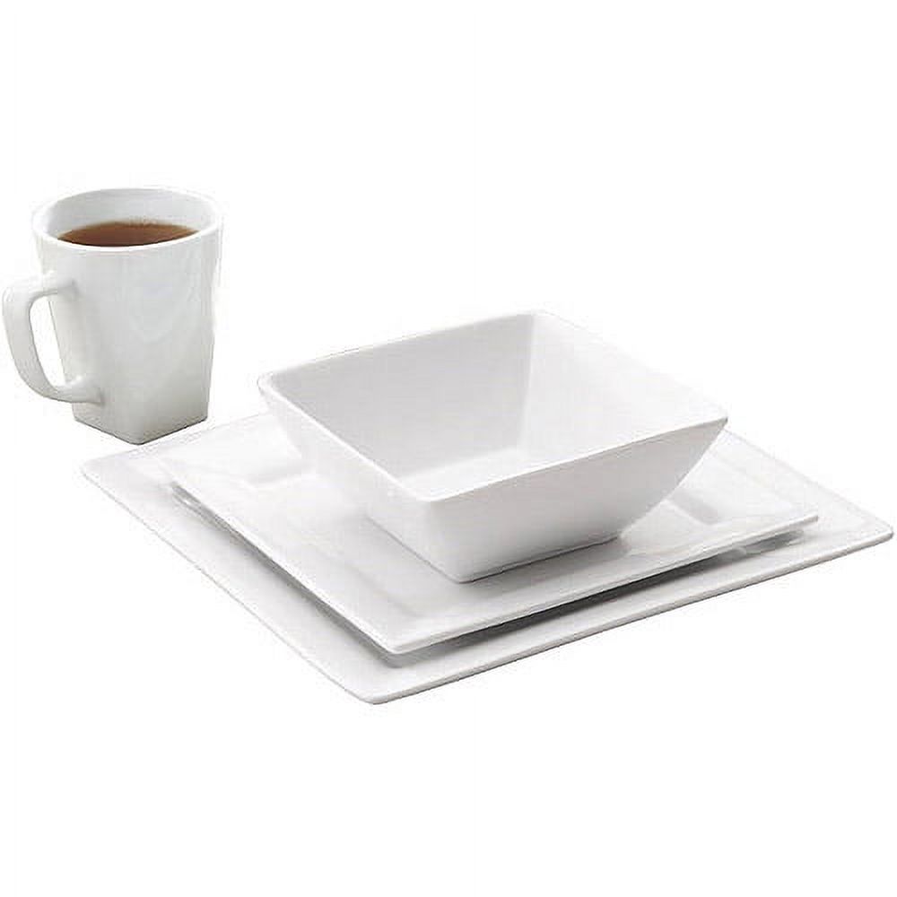 Better Homes & Gardens 16 Piece Square Porcelain Dinnerware Set, White - image 1 of 6