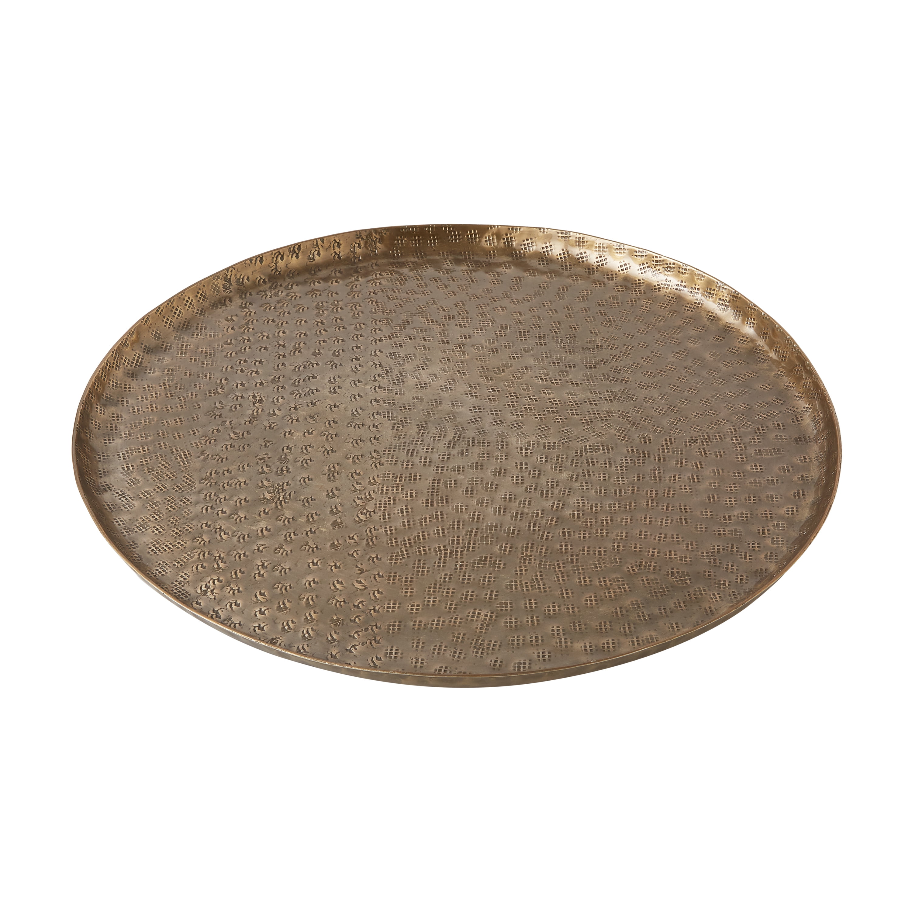 Better Homes & Gardens 16 Round Antique Brass Hammered Metal Tray by Dave  & Jenny Marrs