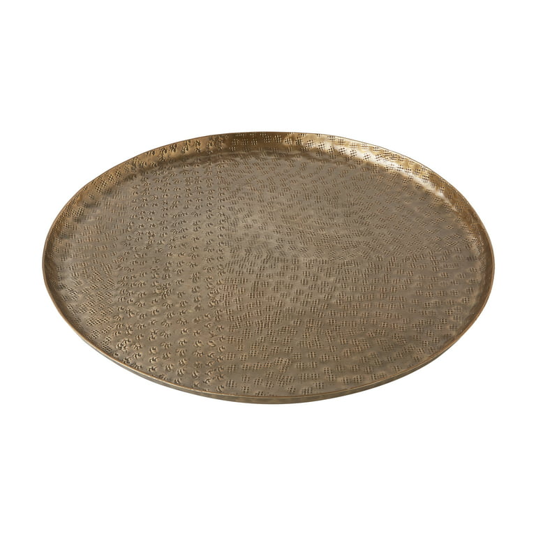 Better Homes & Gardens 16 Round Antique Brass Hammered Metal Tray by Dave  & Jenny Marrs 