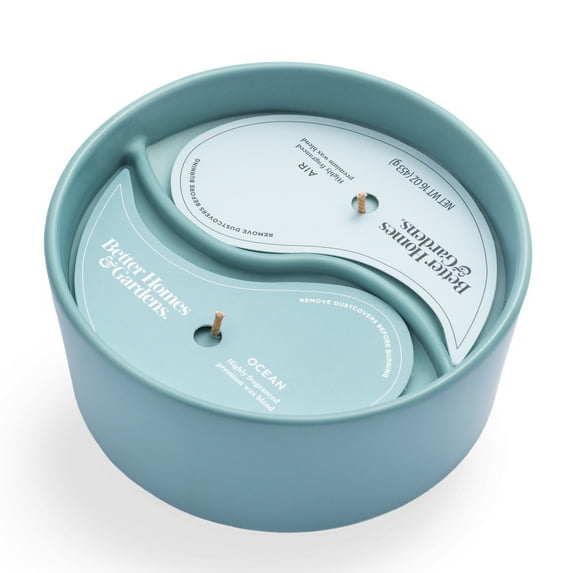 Better Homes & Gardens 16oz Ocean & Air Duo Scented 2-wick Ceramic Candle