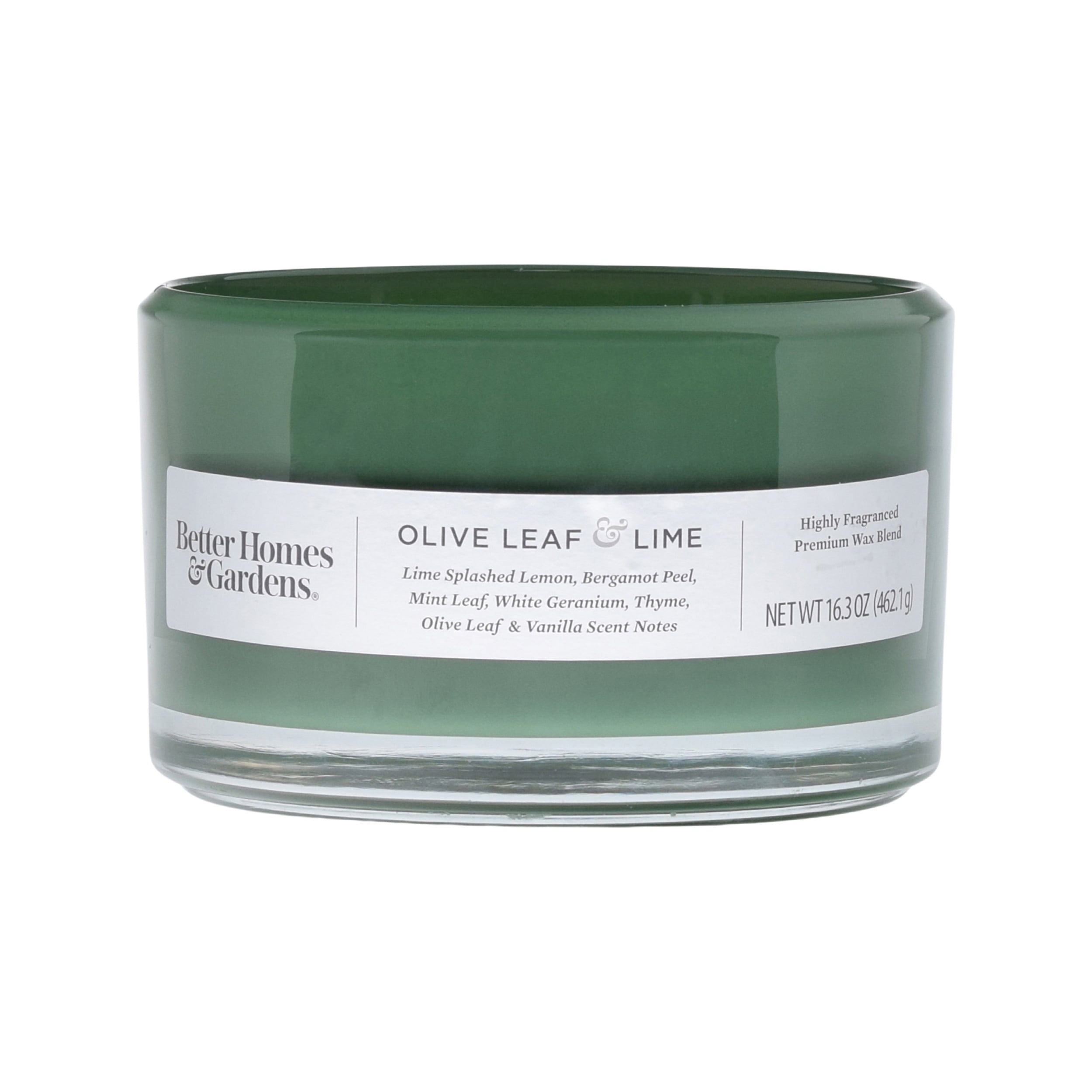 Better Homes & Gardens 16oz Olive Leaf & Lime Scented 3-Wick Glass Dish Candle