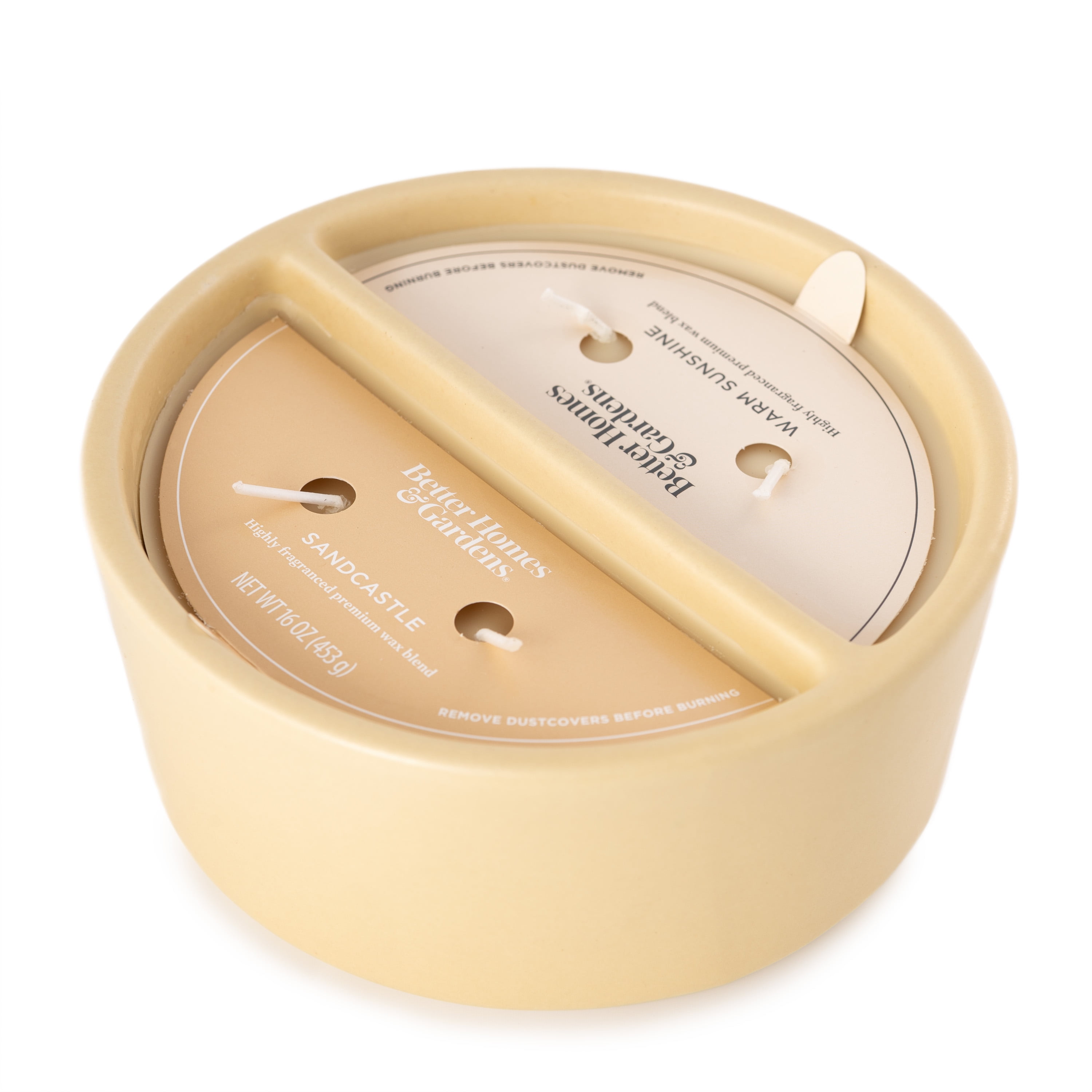 Better Homes & Gardens 16oz Sandcastle & Warm Sunshine Duo Scented Ceramic Dish Candle
