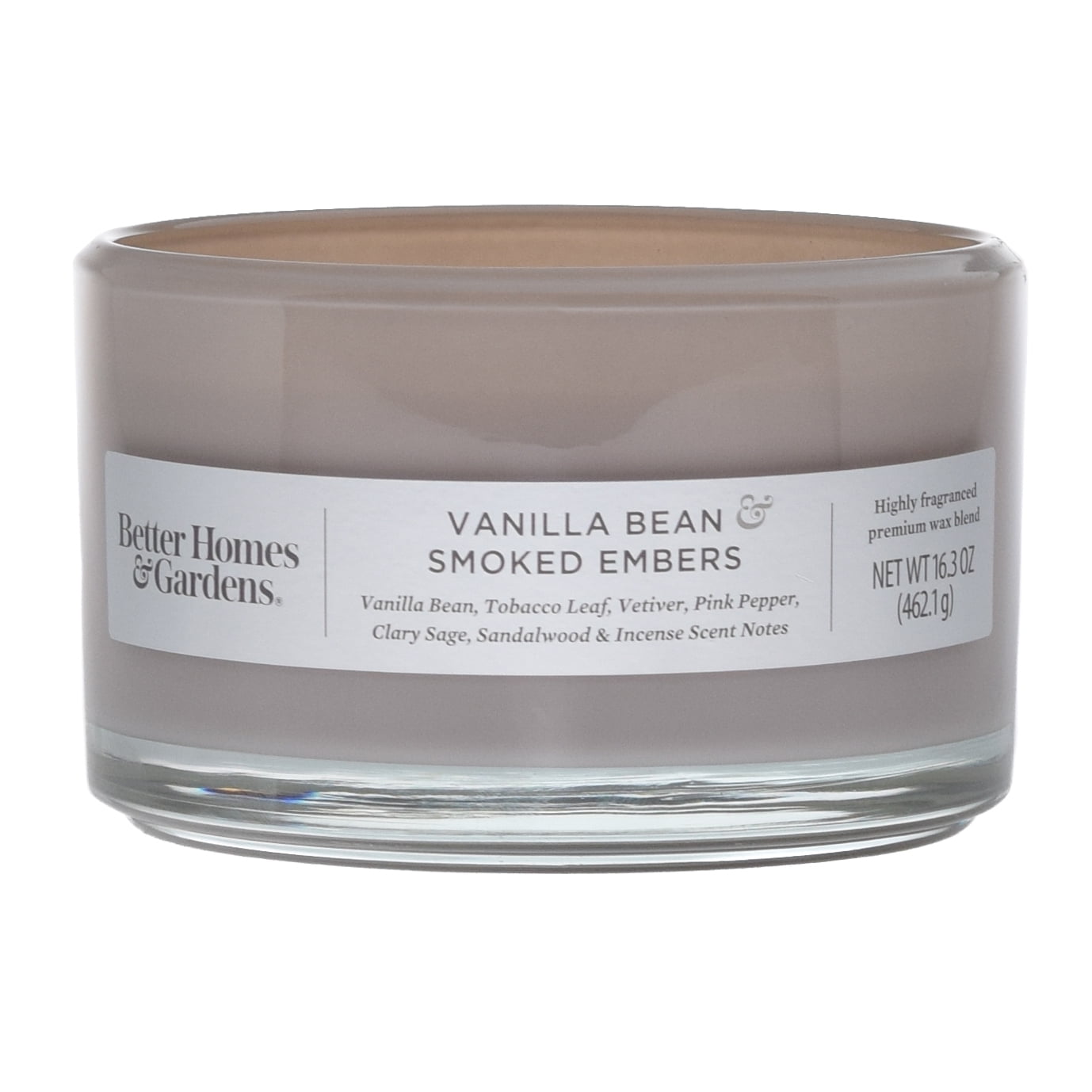Better Homes & Gardens 16oz Vanilla Bean & Smoked Embers Scented 3-Wick Dish Candle
