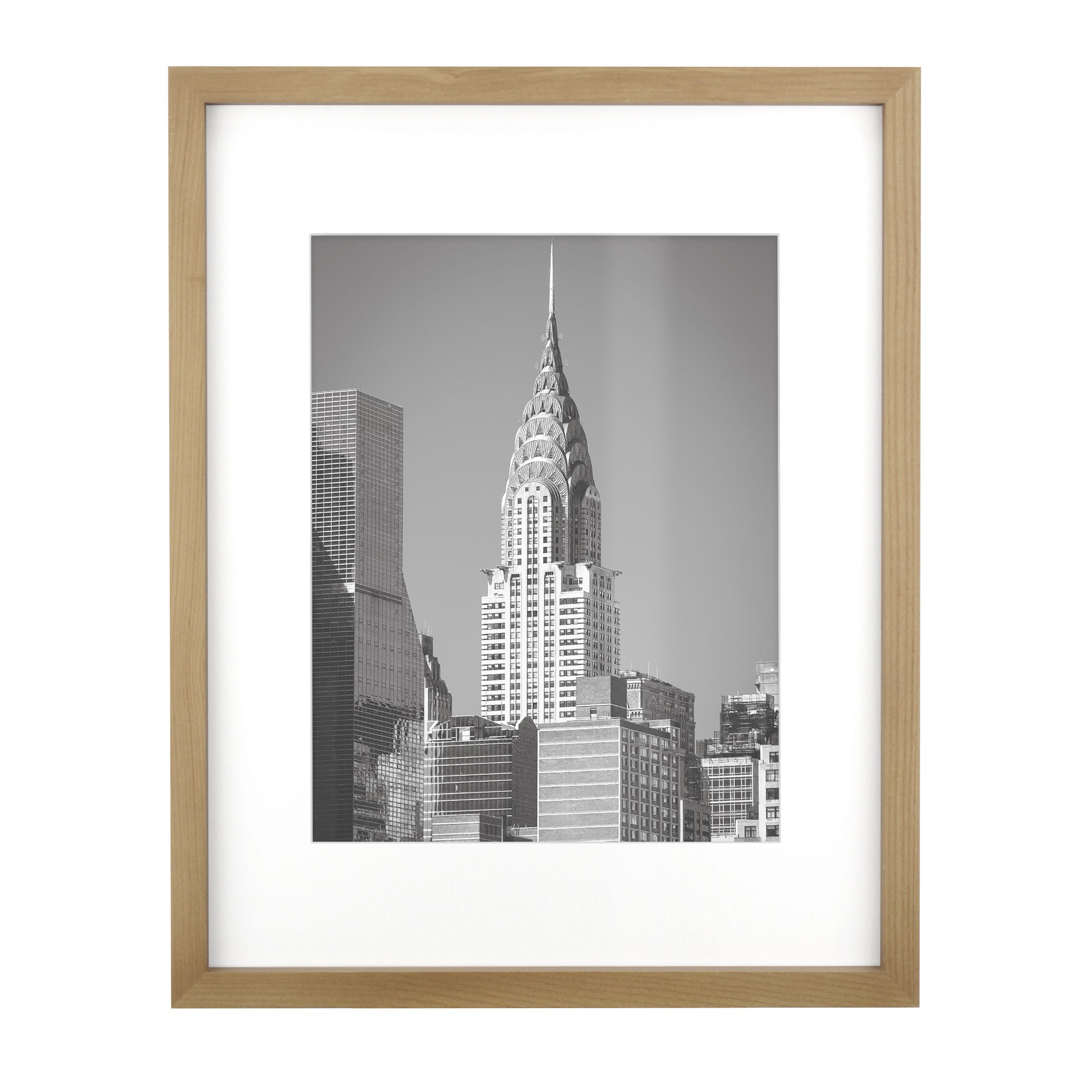 Better Homes & Gardens 16x20 Matted to 11x14 Gallery Wall Picture Frame, Natural Wood, Non Glare