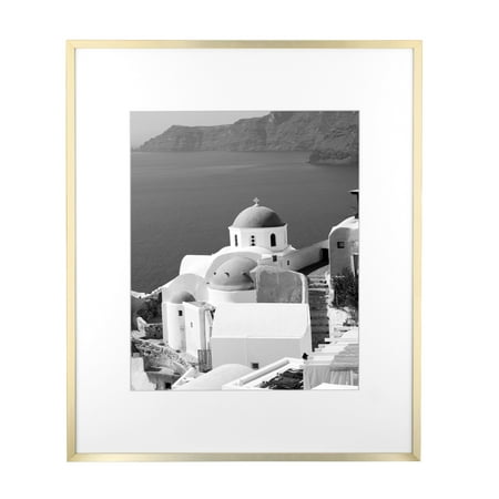 Better Homes & Gardens 16x20 Matted to 11x14 Metal Gallery Wall Picture Frame, Gold, Non Glare