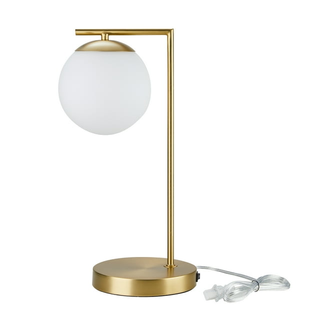 Better Homes & Gardens 17.5" Frosted Globe Desk Lamp with USB Ports
