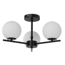 Better Homes & Gardens 17" Architectural Ceiling Light, Black Metal Frame Frosted Glass Globes