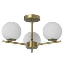 Better Homes & Gardens 17" Architectural Flush Mount Ceiling Light, Gold Finish Frosted Glass Shades