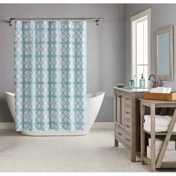 Better Homes & Gardens 17-Piece Shower Curtain Basket Set, Lattice (Adult)