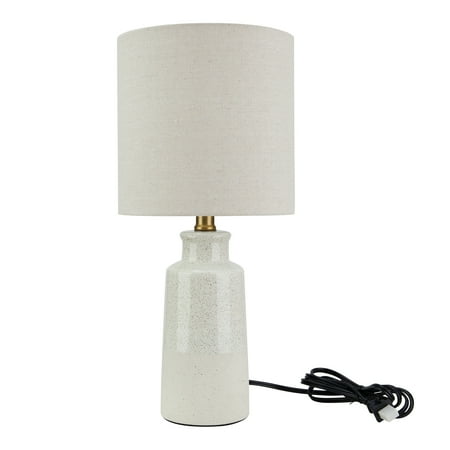 Better Homes & Gardens 17 in Reactive Glaze Ceramic Table Lamp with Off-White Shade