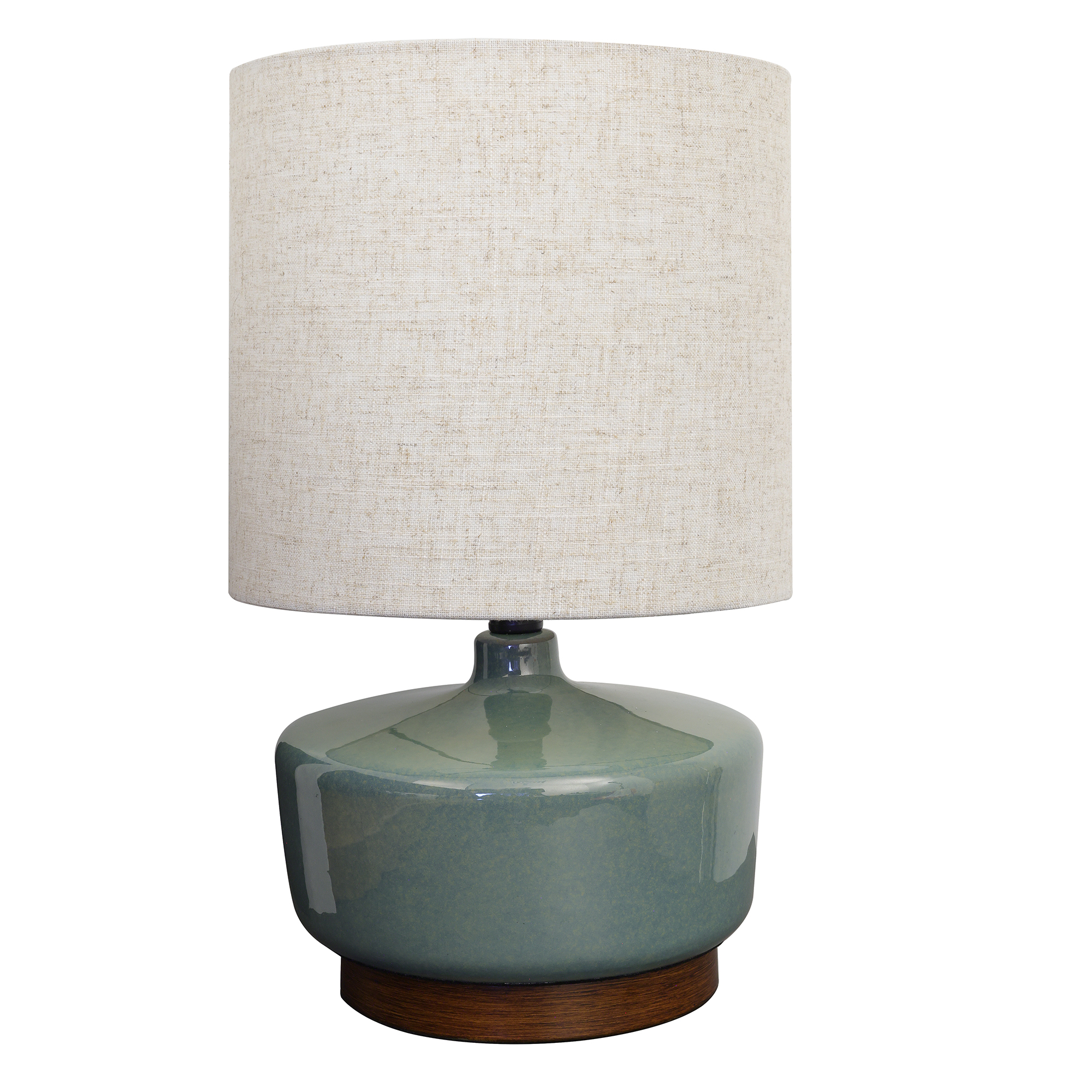 Better Homes & Gardens 17" Tall Modern Mid-Century Ceramic Table Lamp with Wood Base - image 1 of 9