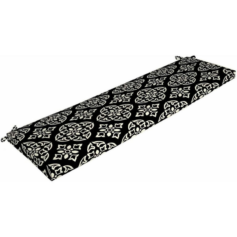 Better Homes Gardens 17 x 46 Black White Medallion Rectangle Outdoor Bench Cushion 1 Piece Walmart