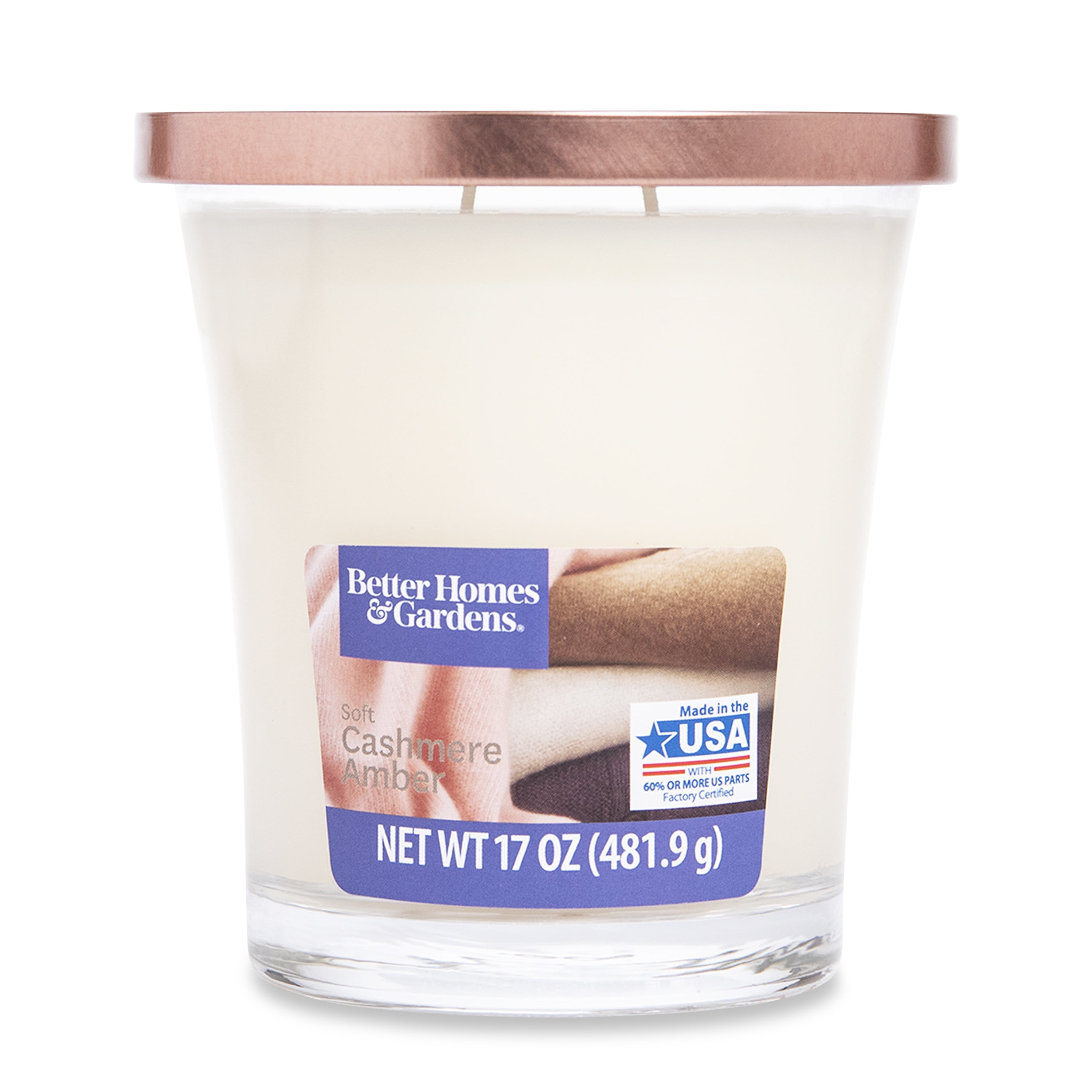 Better Homes & Gardens 17oz Soft Cashmere Amber Scented 2-wick Jar Candle
