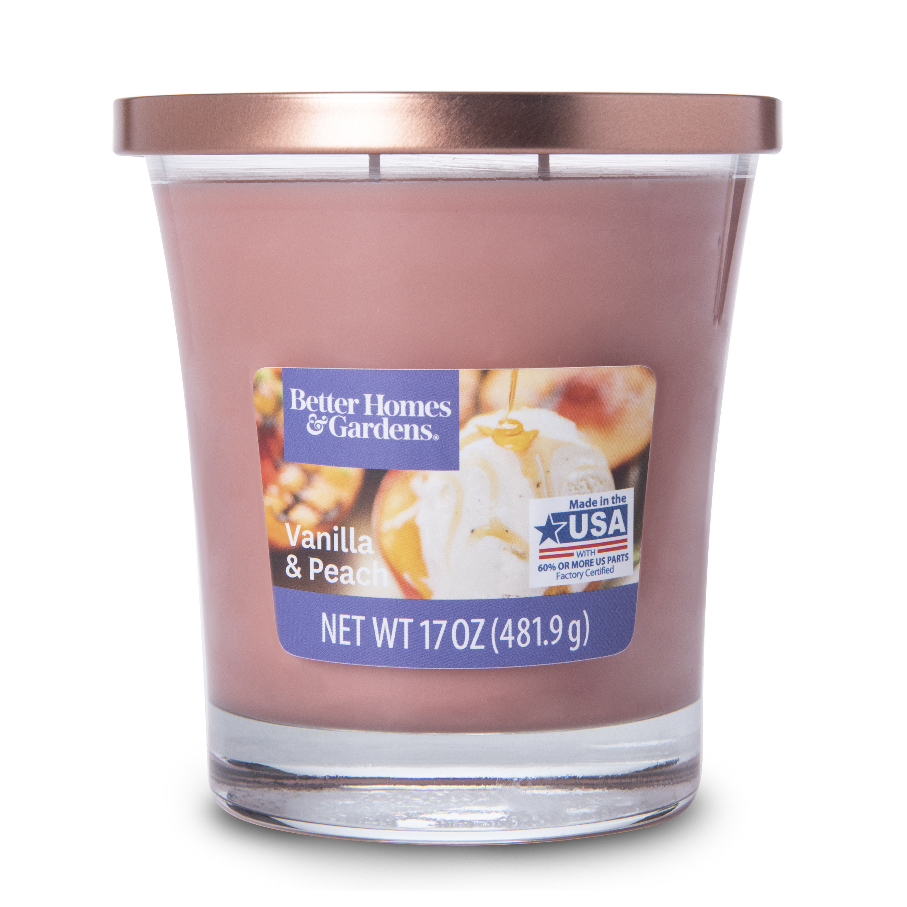 Better Homes & Gardens 17oz Vanilla & Peach Scented 2-wick Jar Candle