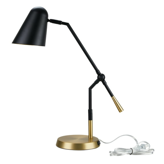 Better Homes & Gardens 18" Angled Shade Mixed Metal Modern Desk Lamp, Black