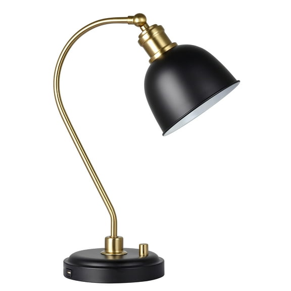 Better Homes & Gardens 18" Black and Gold Desk Lamp, Modern Design