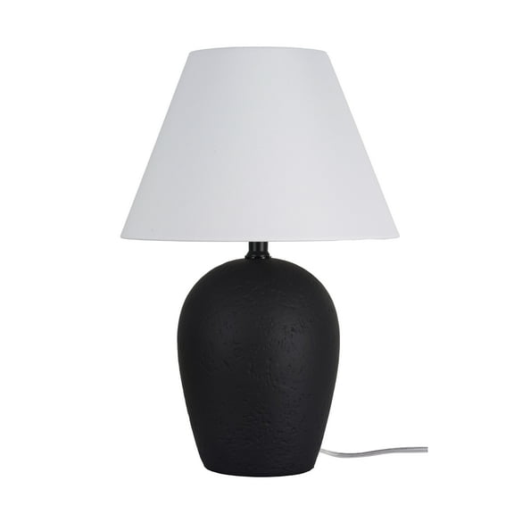 Better Homes & Gardens 18"H Ceramic Urn Style Table Lamp, Matte Black Finish, with White Linen Empire Shade