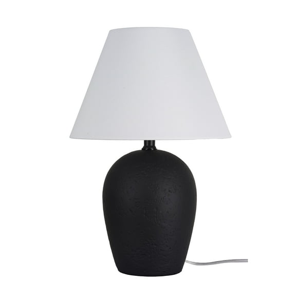 Better Homes & Gardens 18"H Ceramic Urn Style Table Lamp, Matte Black Finish, with White Linen Empire Shade
