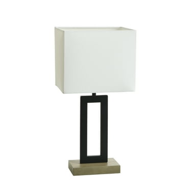 Better Homes & Gardens 18"H Metal Windowpane Table Lamp, Black Finish with Faux Wood Base