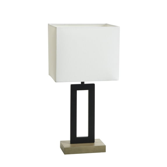 Better Homes & Gardens 18"H Metal Windowpane Table Lamp, Black Finish with Faux Wood Base