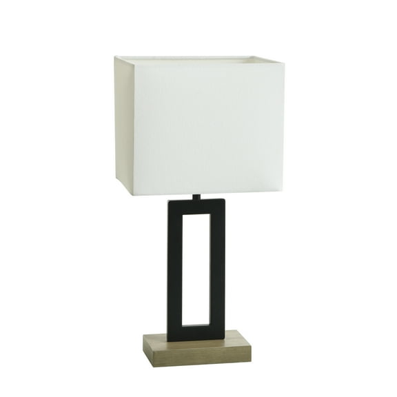 Better Homes & Gardens 18"H Metal Windowpane Table Lamp, Black Finish with Faux Wood Base