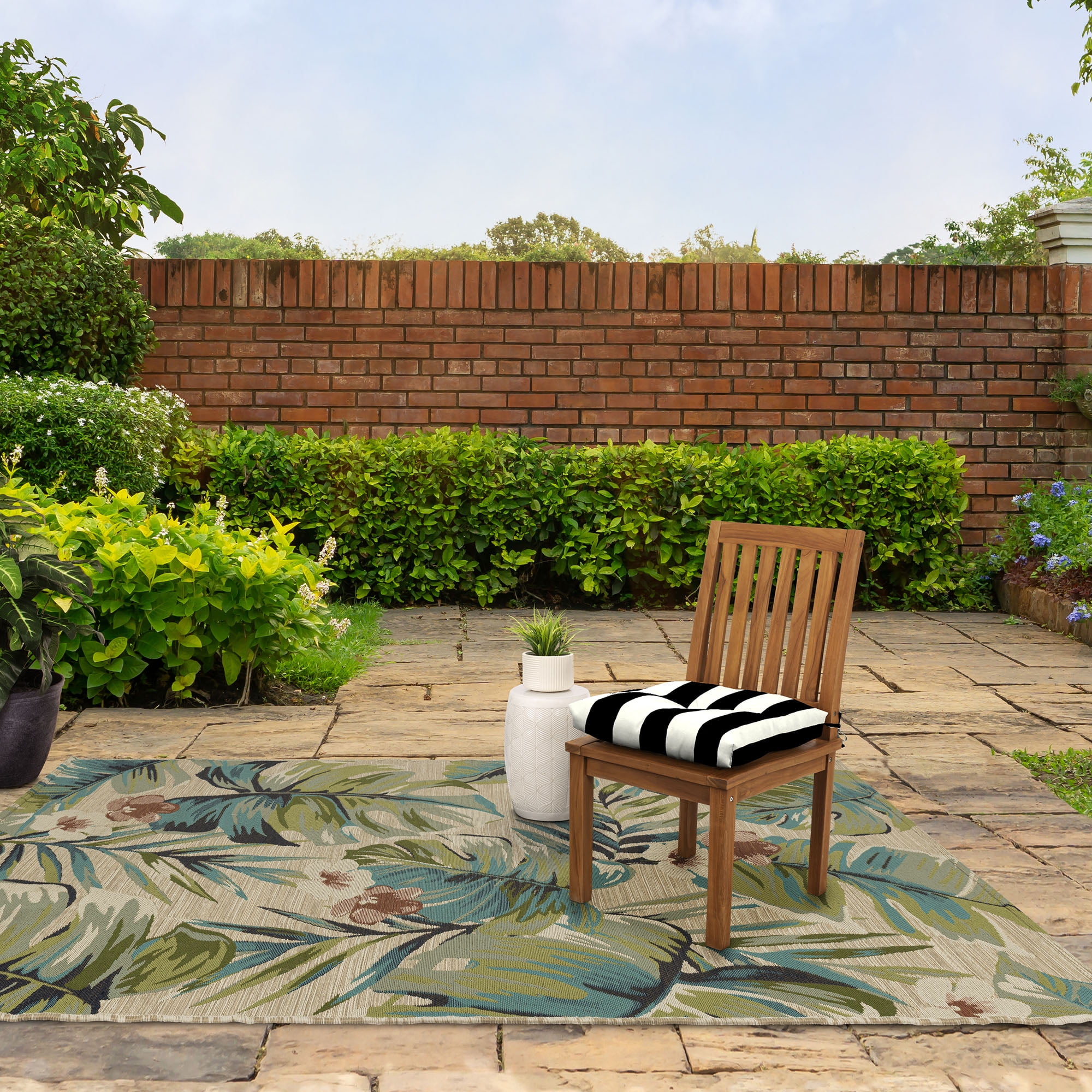 Better Homes & Gardens Rectangle Outdoor Seat Pad, Black & White Stripe, 18 in x 19 in, 1 Pack