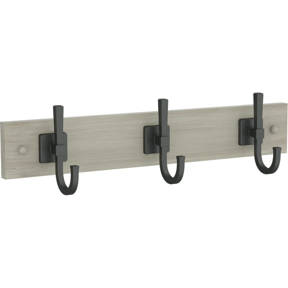 Better Homes & Gardens 18" Miller Metal and Wood 3-Hook Rack, Gray and Black