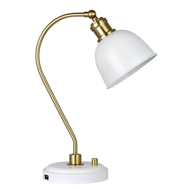 Better Homes & Gardens 18" White and Gold Desk Lamp, Modern Design