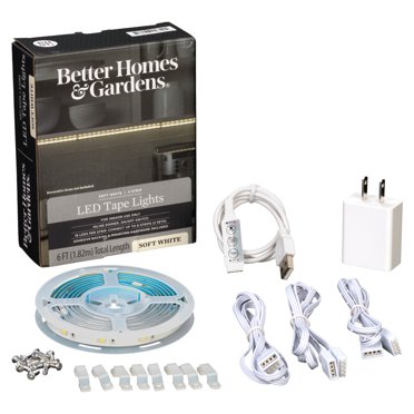 12-Inch Linkable RGBW Indoor LED Tape Light Kit - 4 Strips Pack With Remote, Flexible Lighting