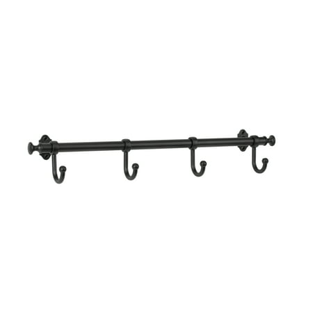 Better Homes & Gardens 18 in. Wall Mounted Metal Hook Rack, 4 Hooks, Matte Black