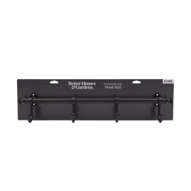 Better Homes & Gardens 18 in. Wall Mounted Metal Hook Rack, 4 Hooks ...
