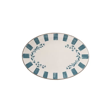 Better Homes & Gardens 18-inch Oval Bamboo Melamine Serving Tray, Blue