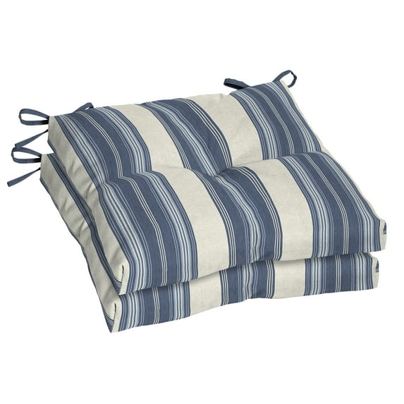 Better Homes & Gardens 18" x 19" Blue Stripe Outdoor Seat Cushion (2 Pack)