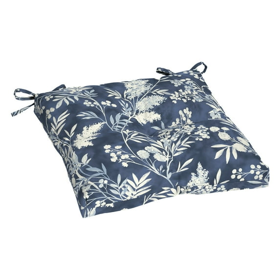 Better Homes & Gardens 18" x 19" Navy Blue Floral Outdoor Seat Cushion, 1 Piece