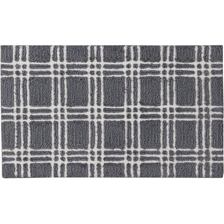 Better Homes & Gardens 18 x 30 Inch Grey Rudyard Plaid Memory Foam Kitchen Rug
