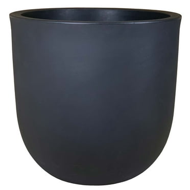 Better Homes & Gardens 18in Mosswood Resin Planter, Matte Black