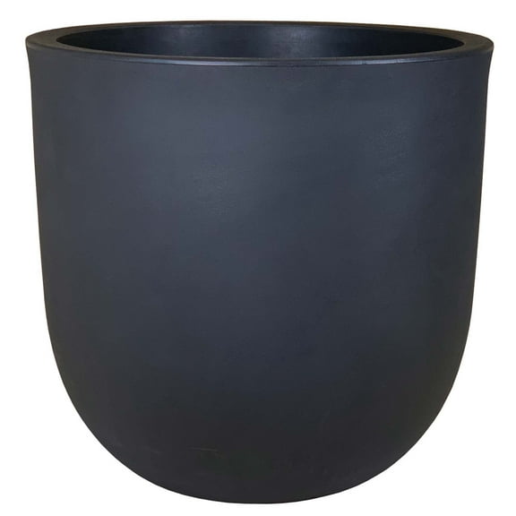 Better Homes & Gardens 18in Mosswood Resin Planter, Matte Black