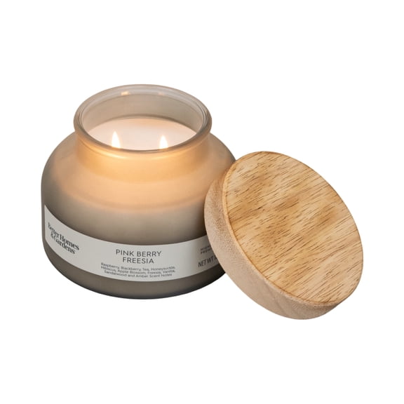 Better Homes & Gardens Pink Berry Freesia Scented 2-Wick Frosted Jar Candle 18oz.