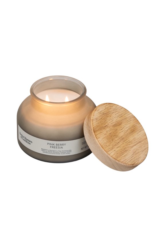 Pink Berry Freesia Scented 2-Wick Frosted Jar Candle 18oz.