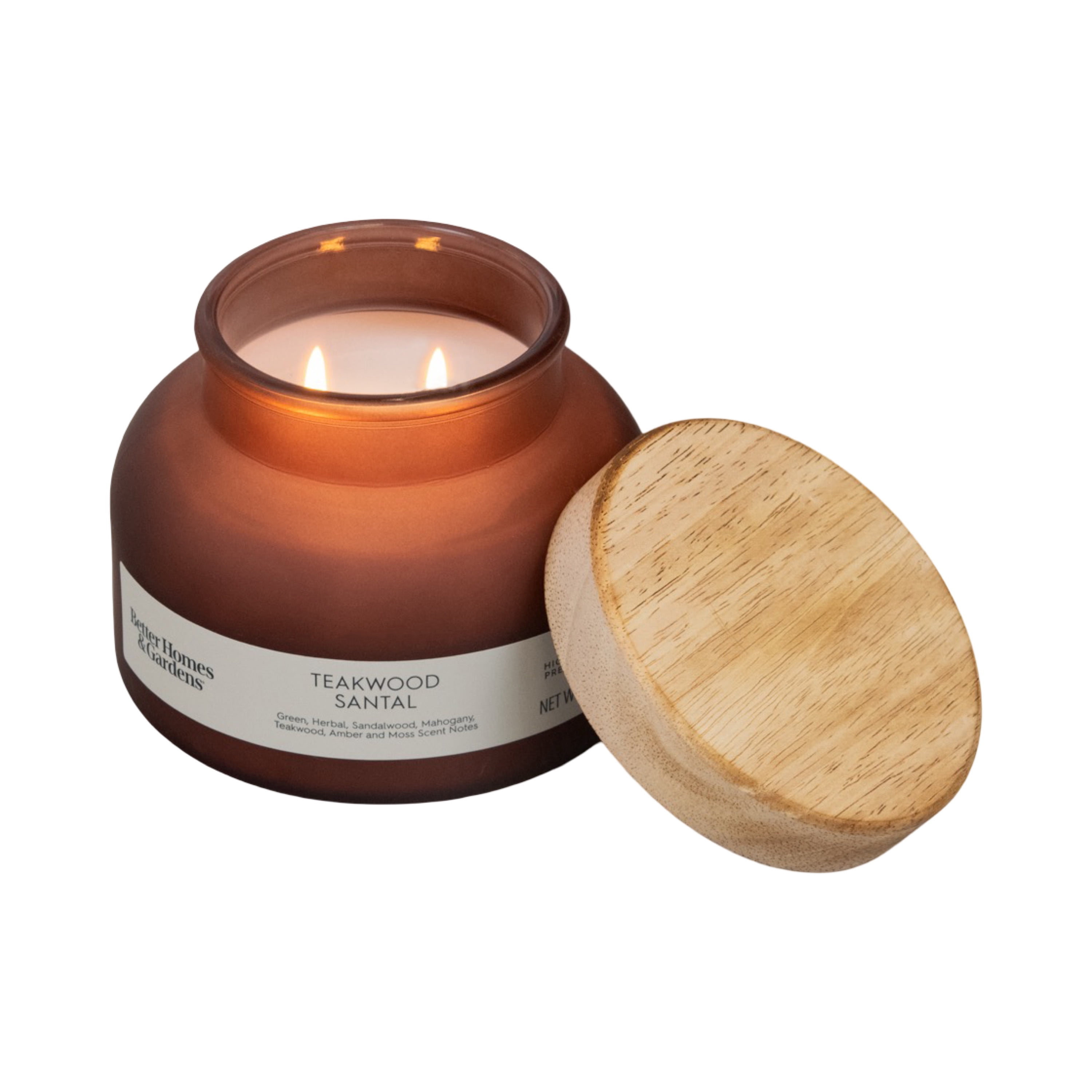 Better Homes & Gardens Teakwood Santal Scented 2-Wick Frosted Jar