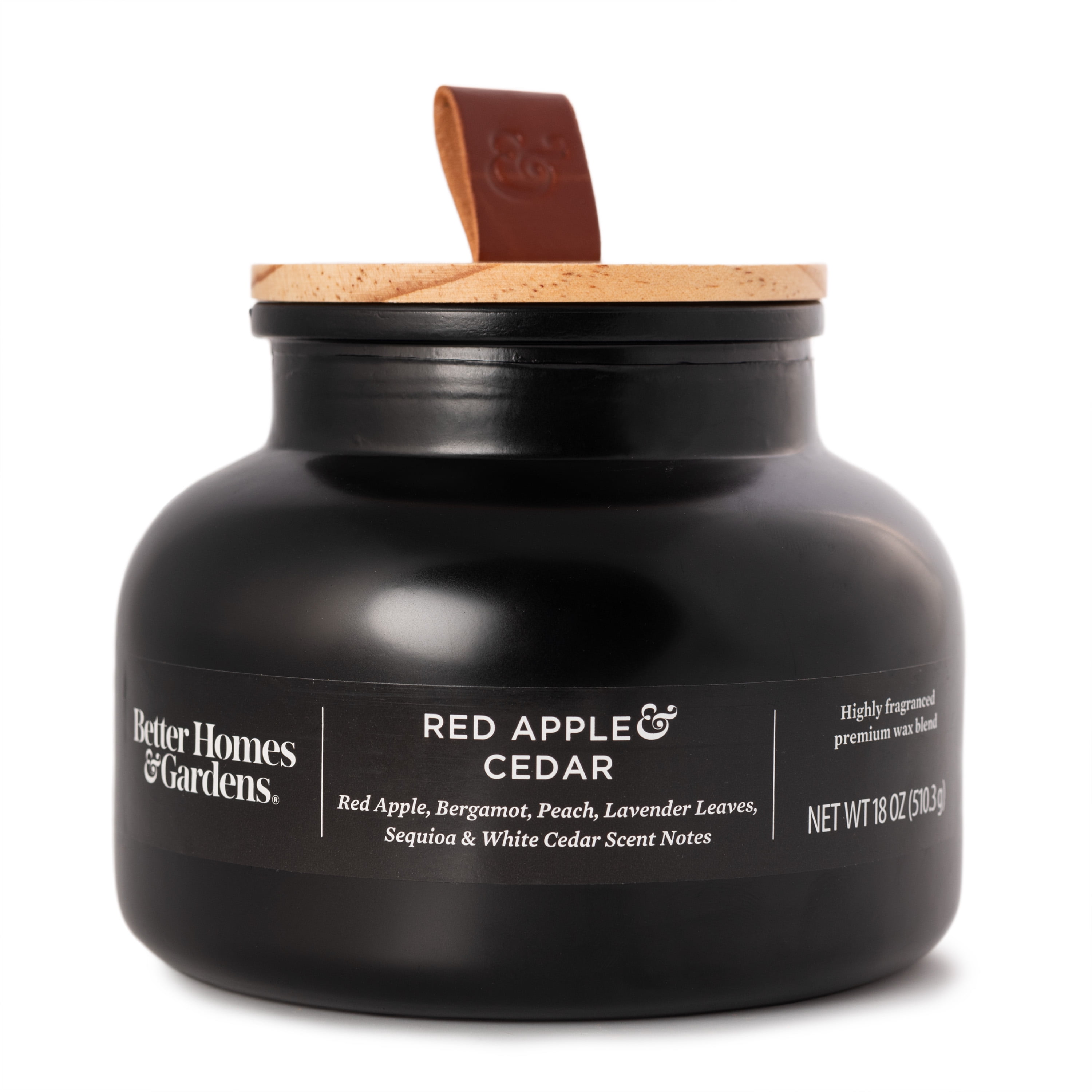 Better Homes & Gardens 18oz Red Apple & Cedar Scented Wooden Wick Bell Jar Candle